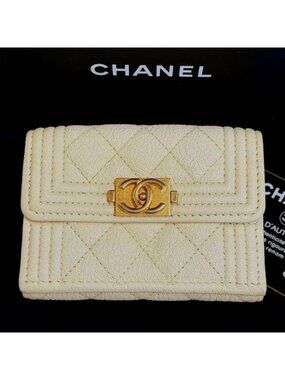 Chanel Boy Trifold Wallet Caviar Leather